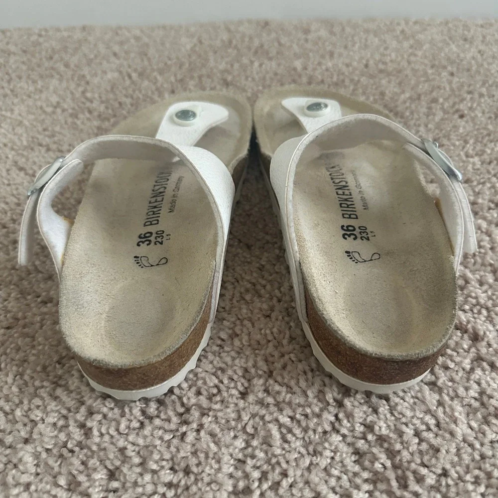 Birkenstock Gizeh Sandals Womens 36 White Birko-Flor Thong Buckle Comfort Shoes